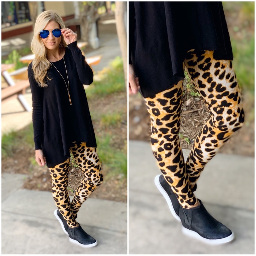 PLUS Camel Leopard Print Leggings - Picture 3 of 4
